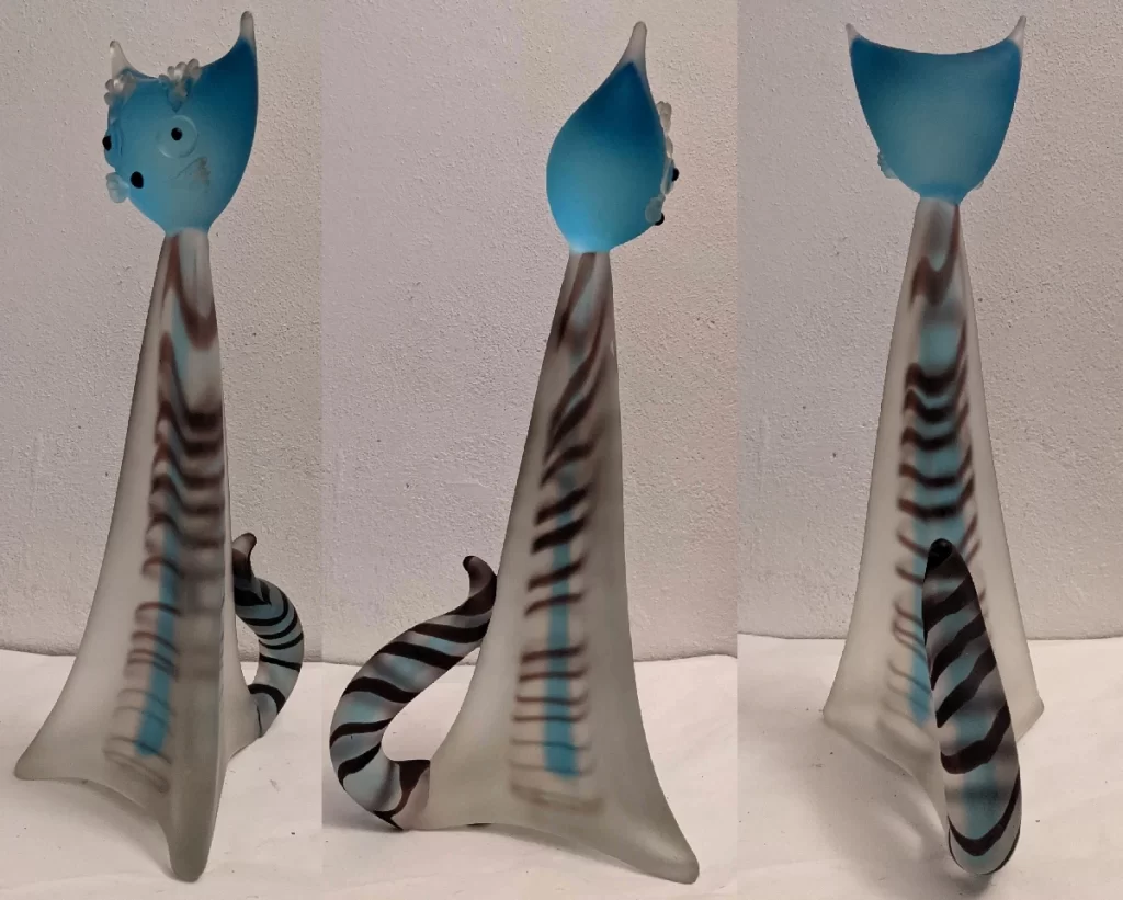 Murano art glass hand blown striped cat from AVeM