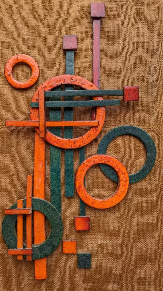 mid century modern MCM vintage ceramic wall sculpture from  South Africa