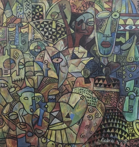 abstract painting entitled CELEBRATION from Nigerian artist Gabriel Nuhu