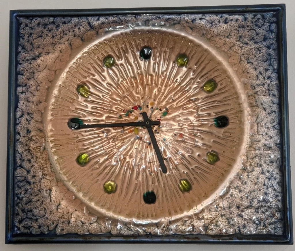 objet d'art jeweled enamel on copper wall clock from Studio Laurana Italy