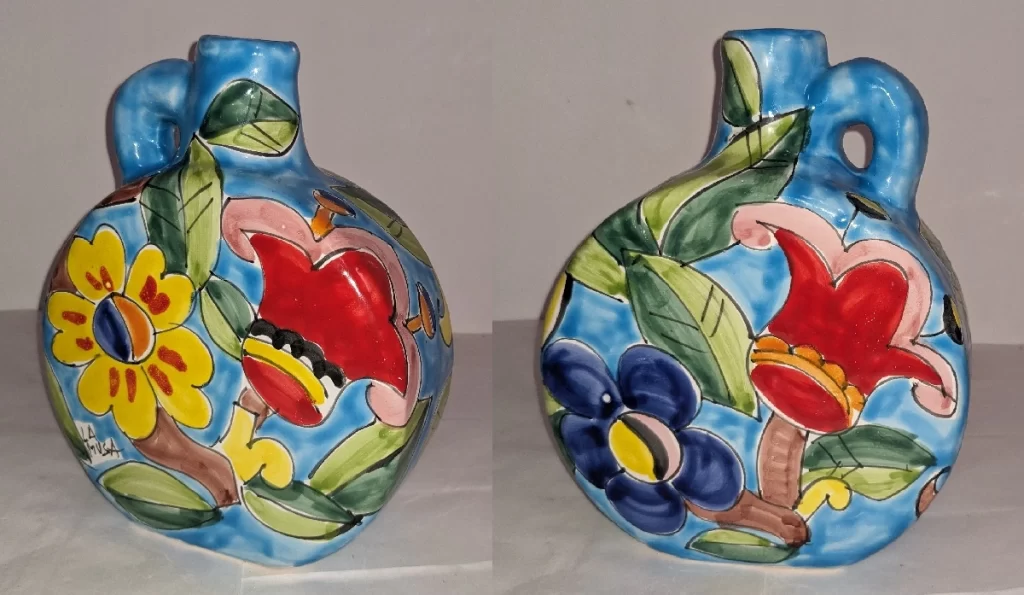 vintage La Musa ceramic jug handpainted in Sicily