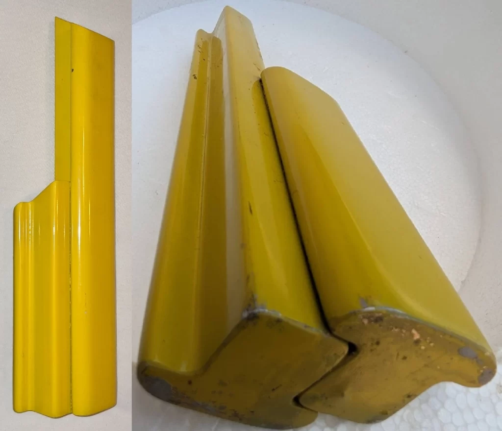 metal sculpture vase with yellow powder coat finish from unknown maker 